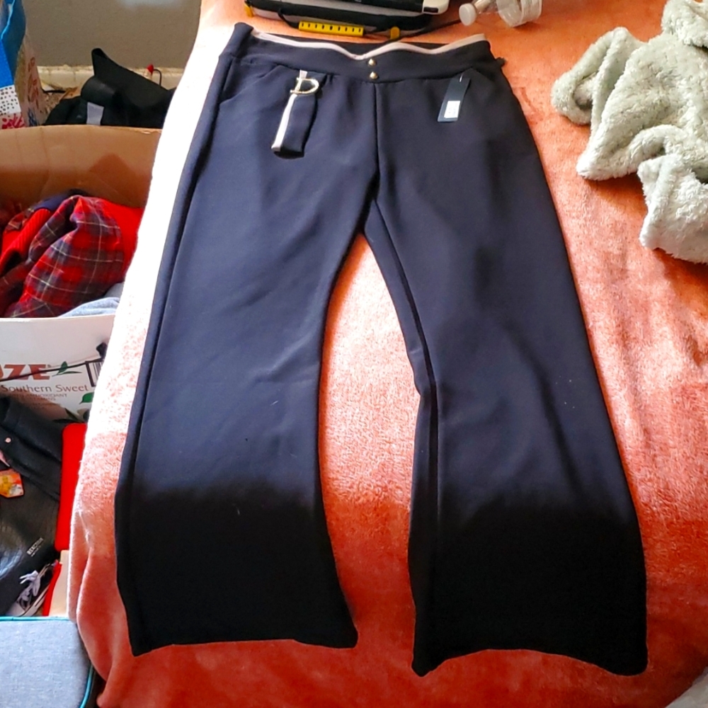 Black dress pants with gold details